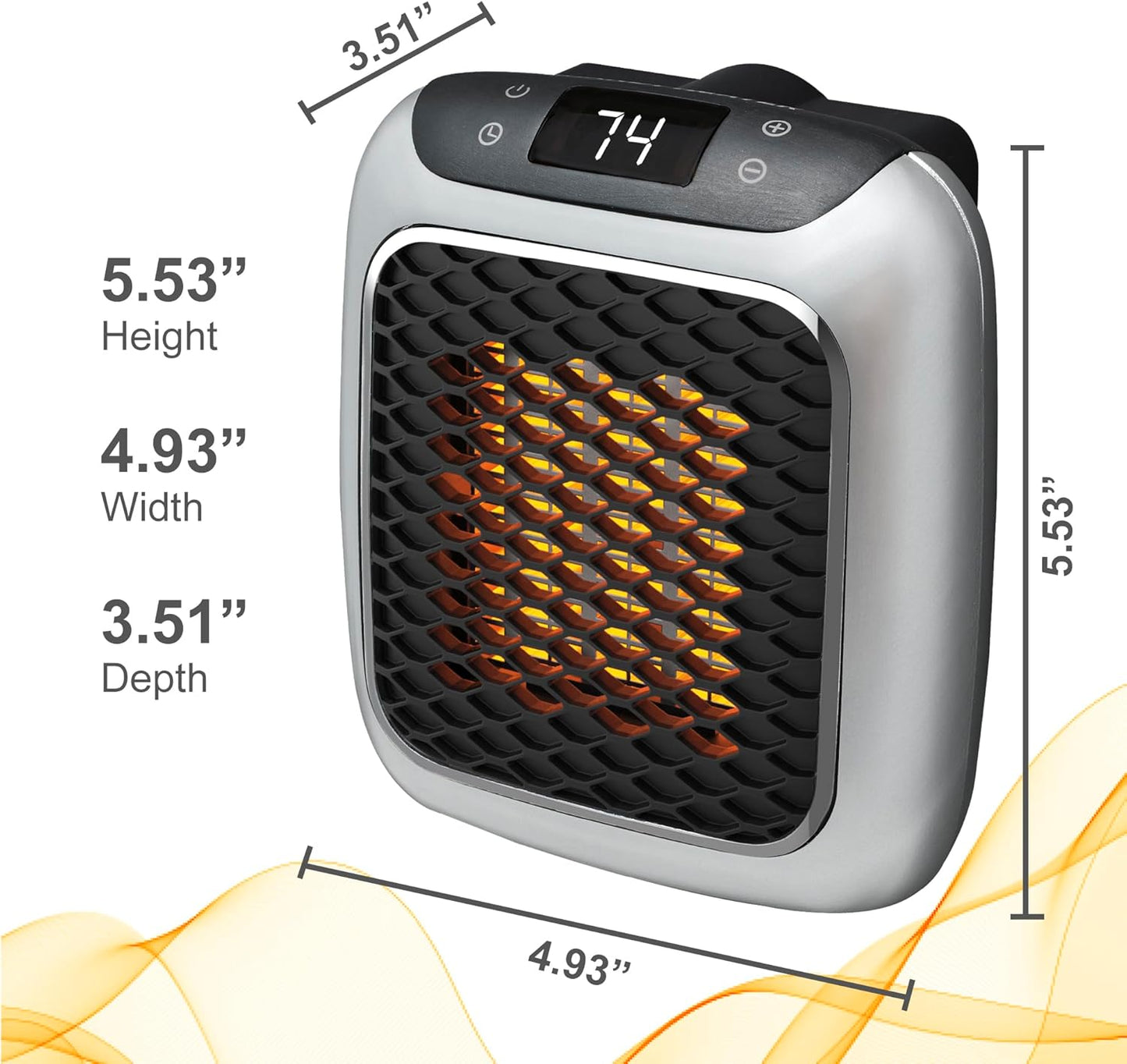 Ontel Handy Heater Turbo Wall Outlet Small Space Heater with Adjustable Thermostat, Programmable 12-Hour Timer