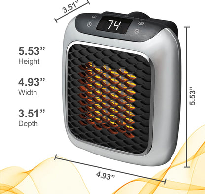 Ontel Handy Heater Turbo Wall Outlet Small Space Heater with Adjustable Thermostat, Programmable 12-Hour Timer